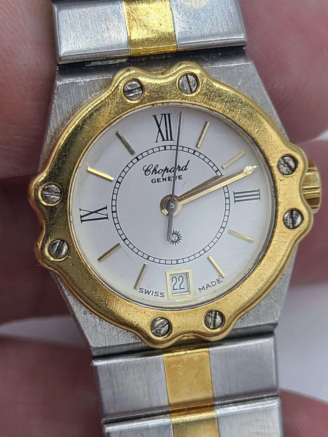 k714 Lovely Ladies Chopard Two-Tone 18kt and Stainless-Steel Quartz Wristwatch