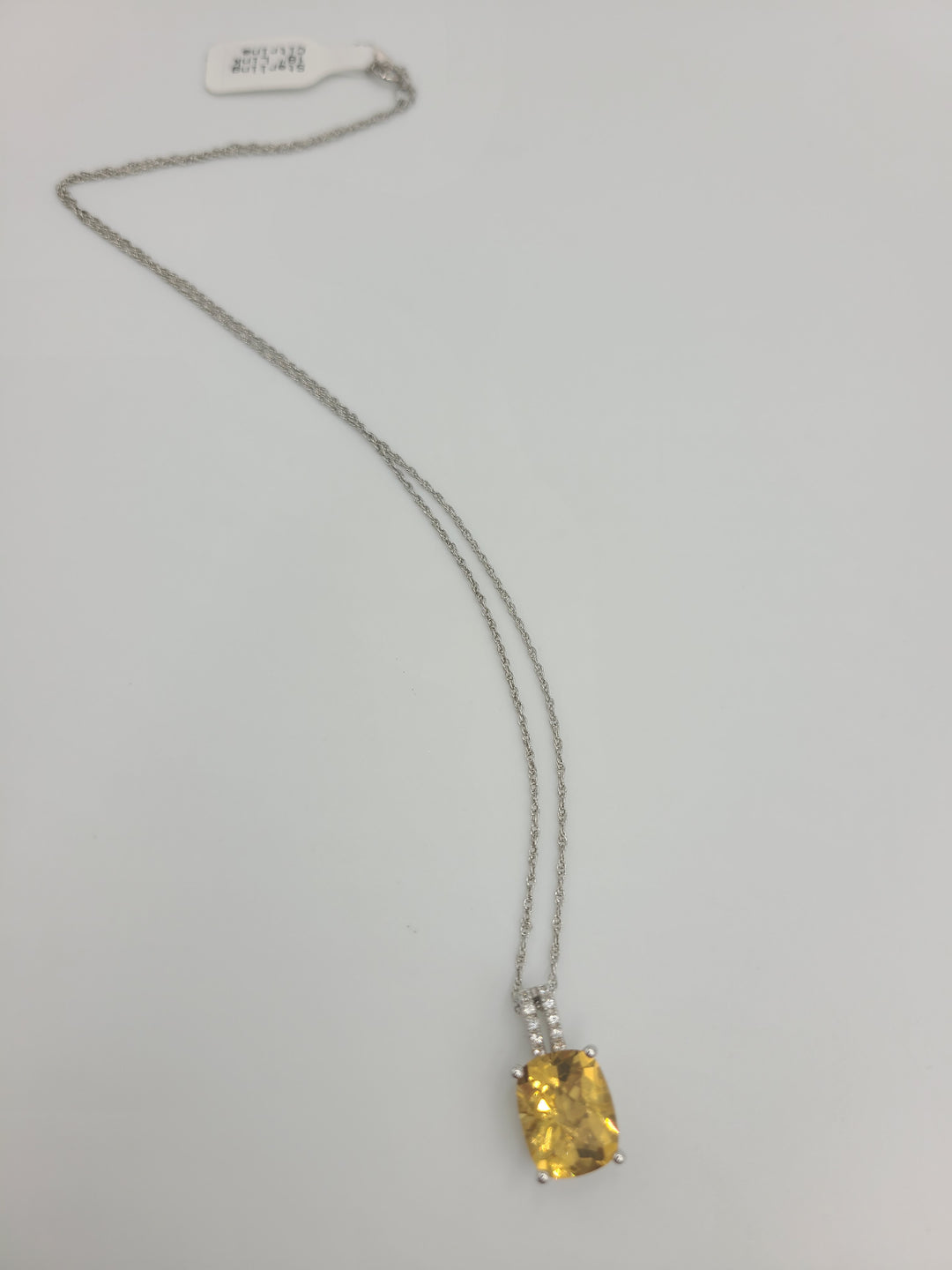 k656 Lovely Ladies Sterling Silver Citrine and Cubic Zirconia Pendant 18" Link Chain