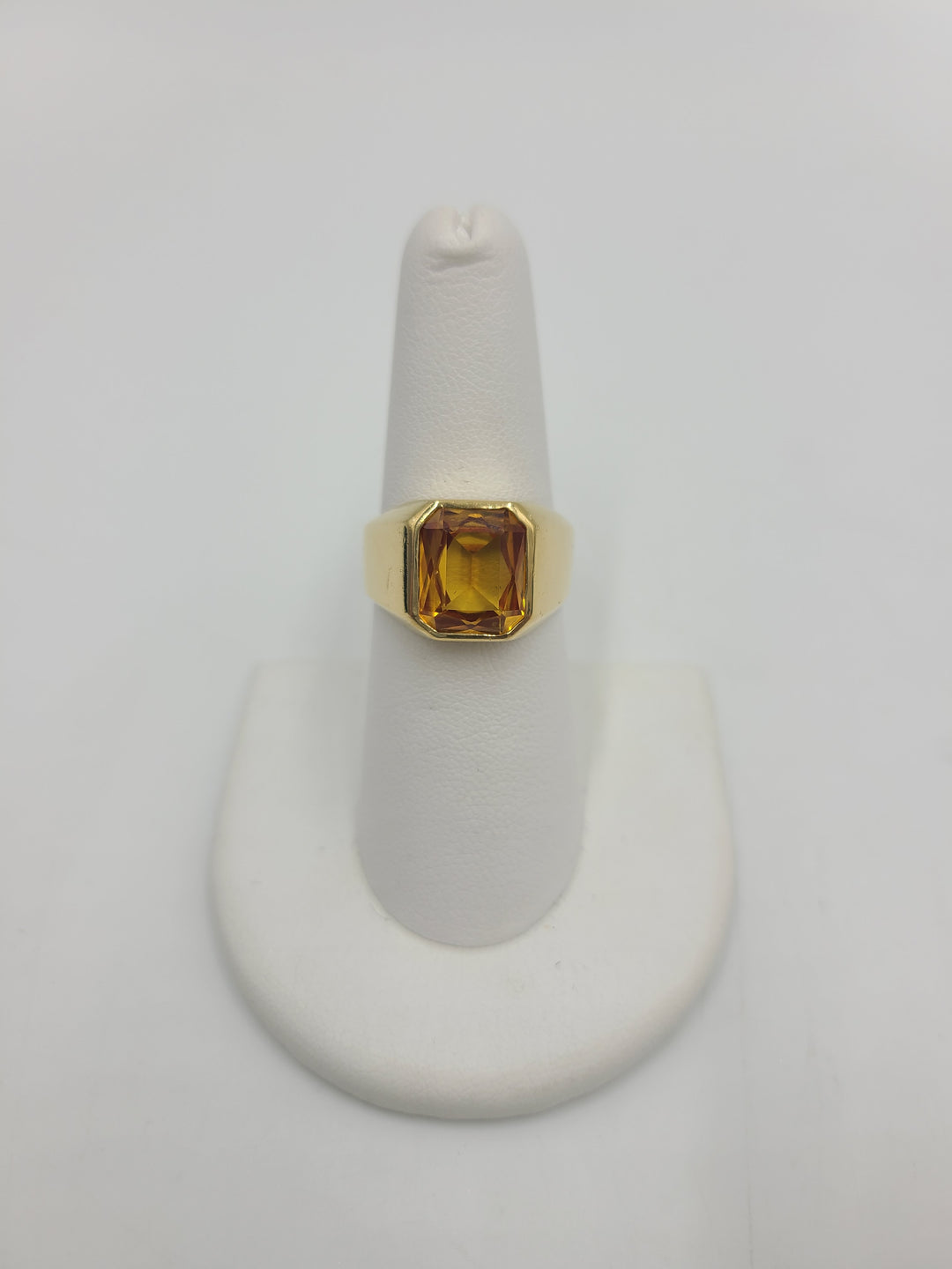 k795 Stylish Men's 14kt Yellow Gold Citrine Ring