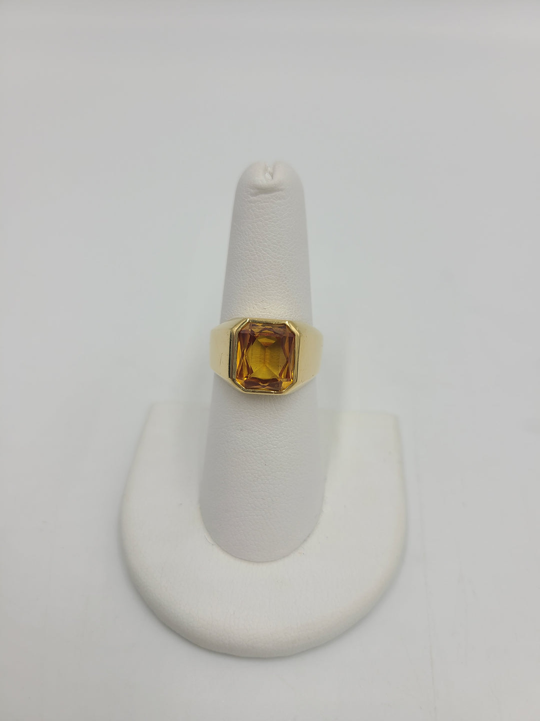 k795 Stylish Men's 14kt Yellow Gold Citrine Ring