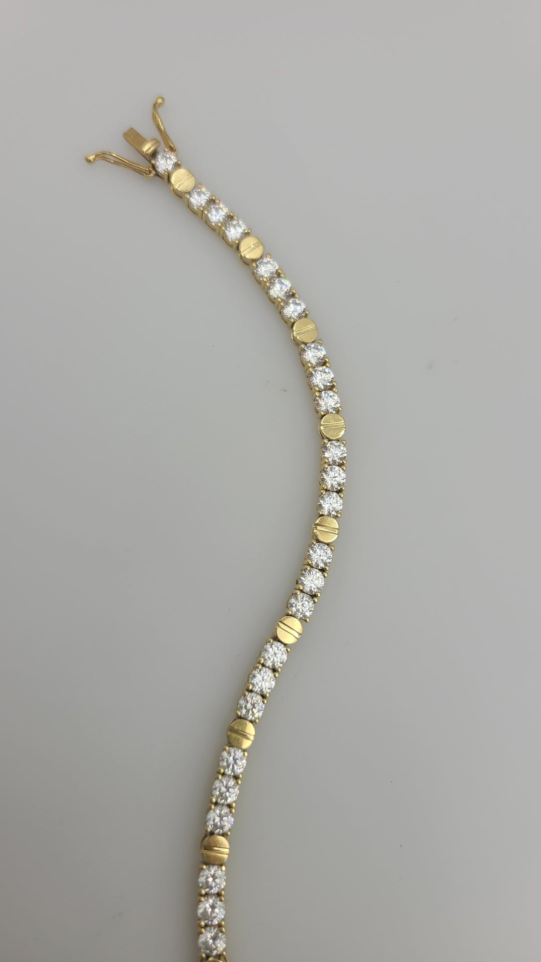 k947 Stunning 14kt Yellow Gold Cubic Zirconia 7" Tennis Bracelet