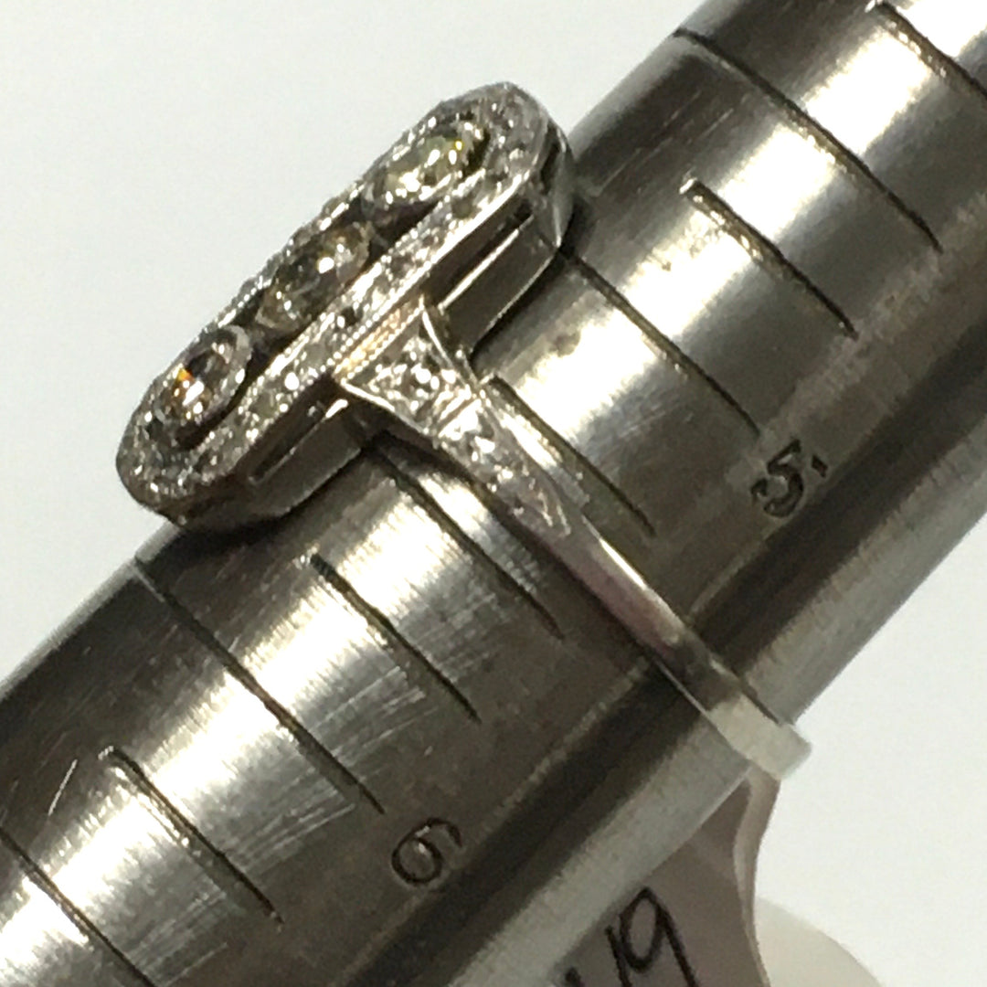 d979 Antique 18k White Gold 0.50cts Diamond Angagement Ring Size 5.5