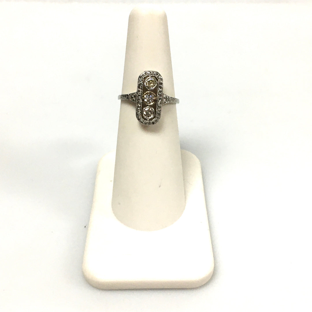 d979 Antique 18k White Gold 0.50cts Diamond Angagement Ring Size 5.5