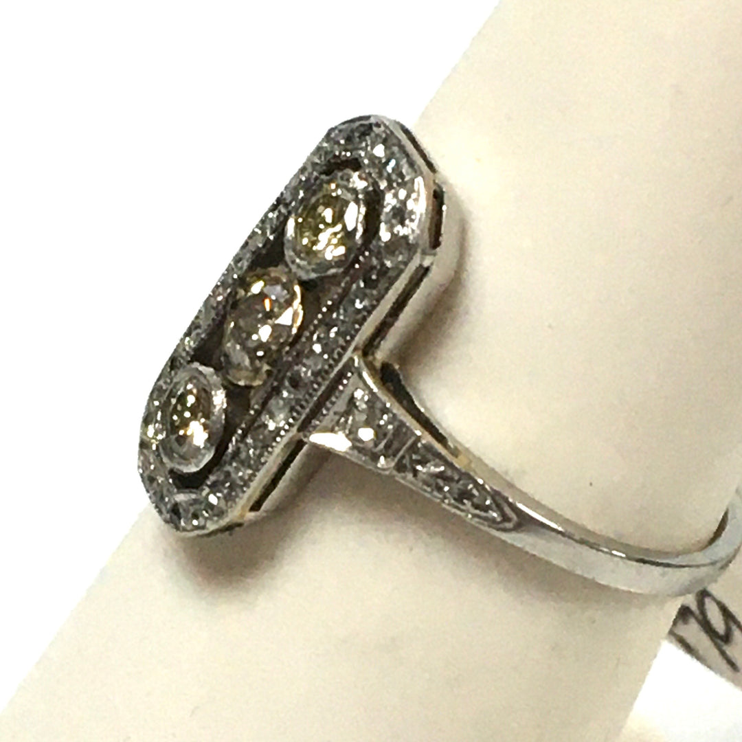 d979 Antique 18k White Gold 0.50cts Diamond Angagement Ring Size 5.5