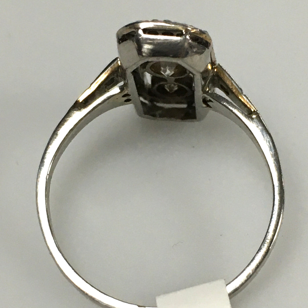 d979 Antique 18k White Gold 0.50cts Diamond Angagement Ring Size 5.5