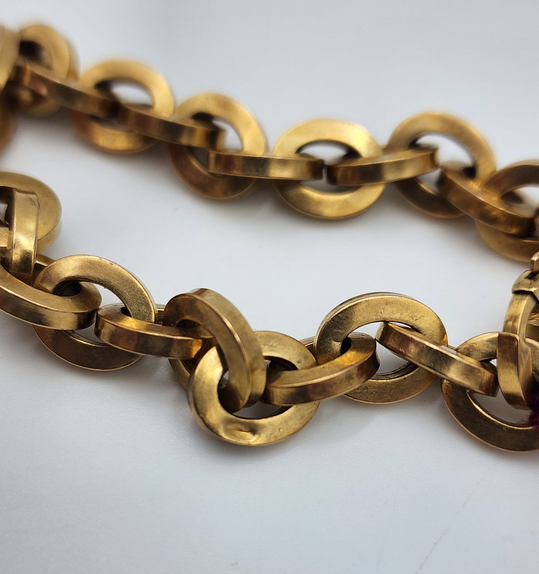 k844 Nice Unisex 18kt Yellow Gold 8" Cable Link Bracelet