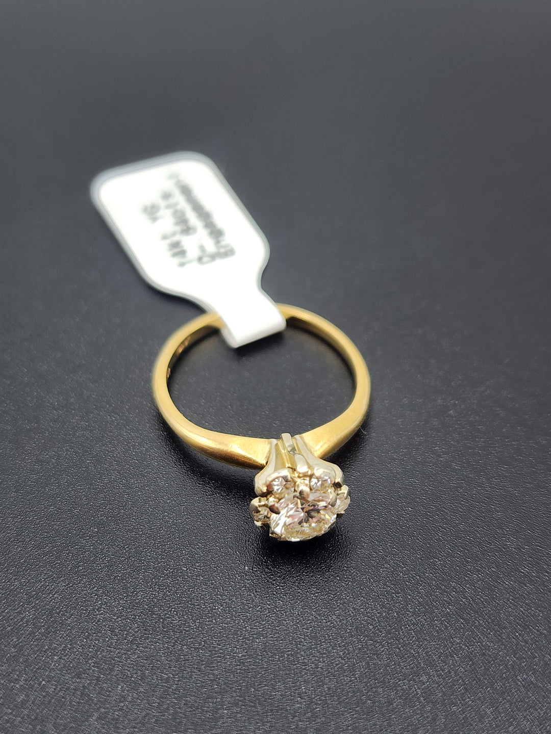 e662 Vintage 14kt Yellow Gold Diamond Cluster Engagement Solitare Ring