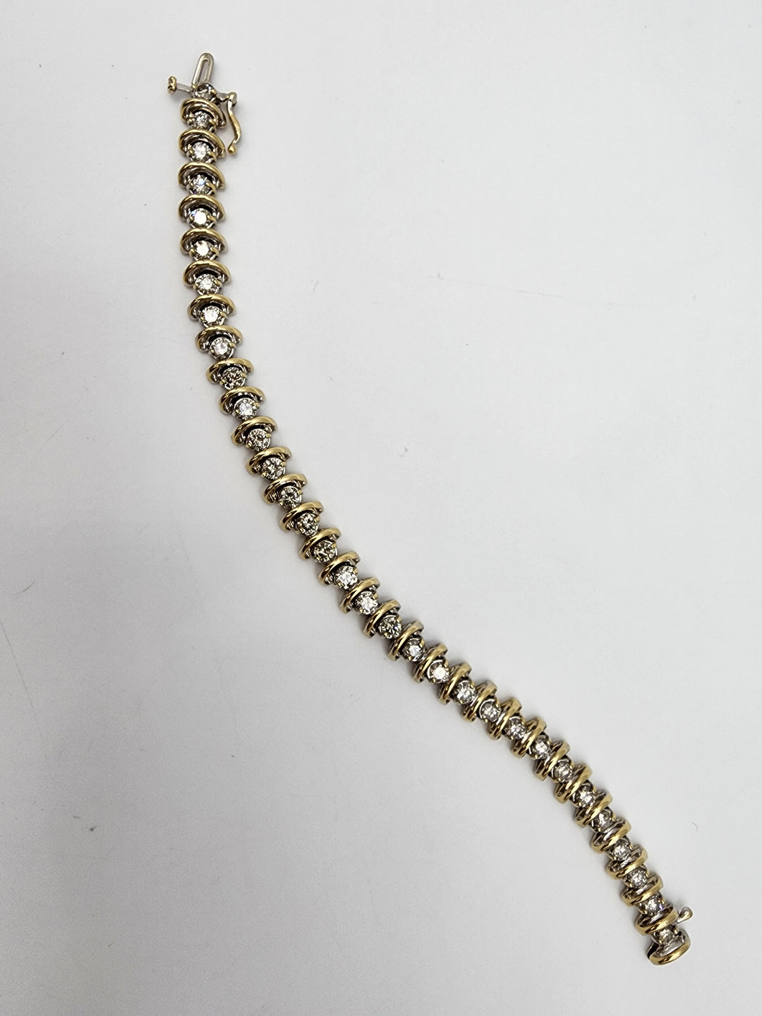 m722 Stunning 4.80cts Two Tone Diamond Tennis Bracelet in 14kt Gold