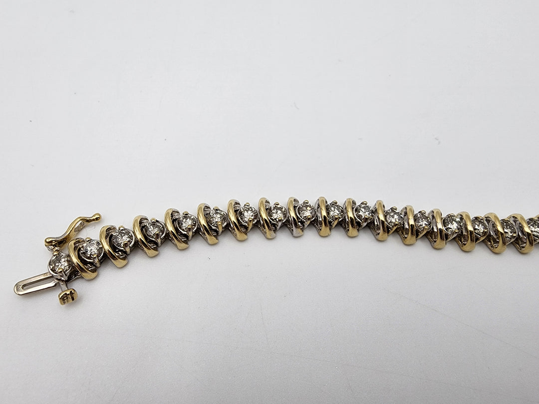m722 Stunning 4.80cts Two Tone Diamond Tennis Bracelet in 14kt Gold