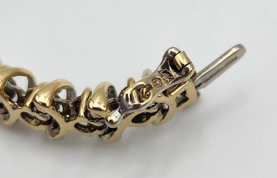 m722 Stunning 4.80cts Two Tone Diamond Tennis Bracelet in 14kt Gold