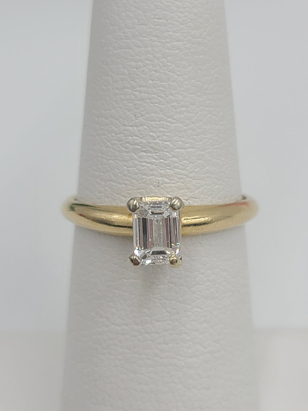 k777 Vintage 14kt Yellow Gold .50cts Emerald Cut Diamond Engagement Ring
