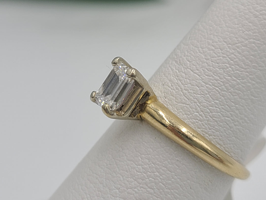 k777 Vintage 14kt Yellow Gold .50cts Emerald Cut Diamond Engagement Ring