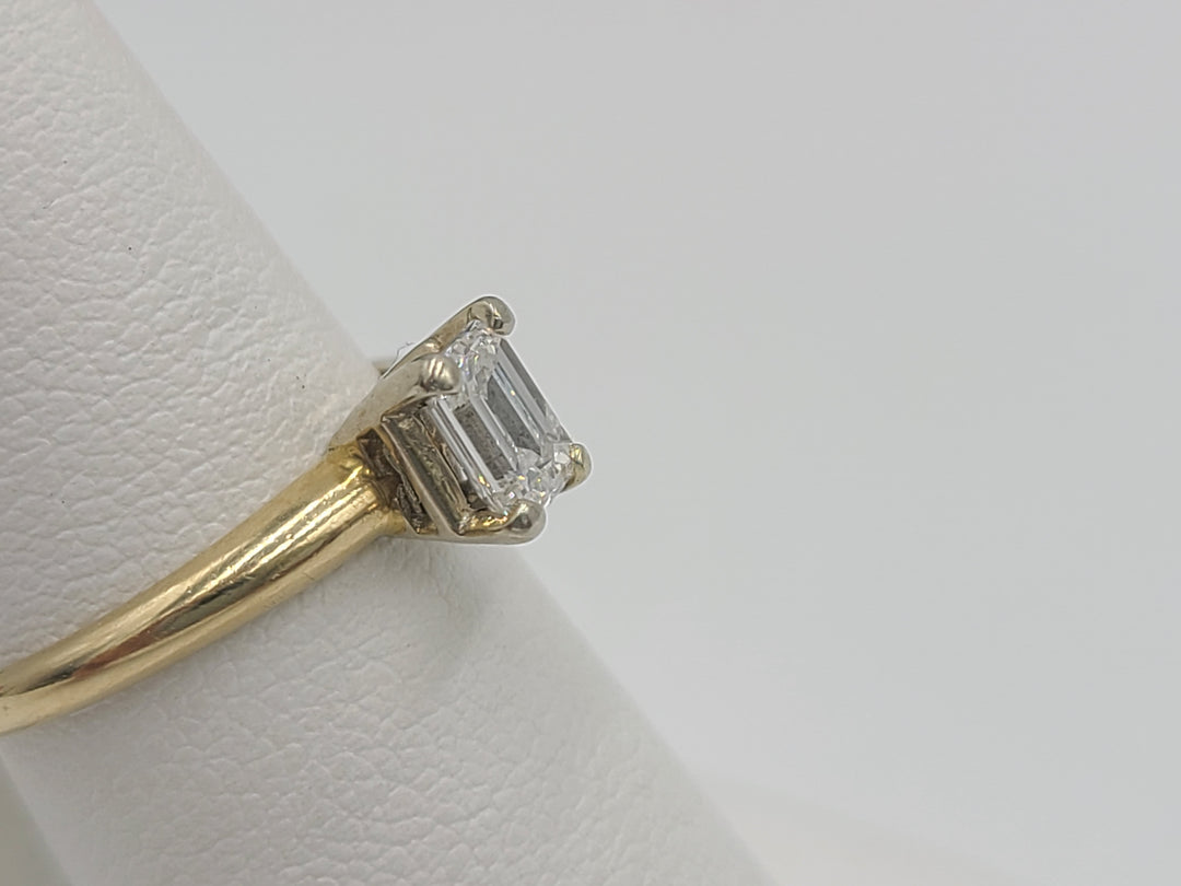 k777 Vintage 14kt Yellow Gold .50cts Emerald Cut Diamond Engagement Ring