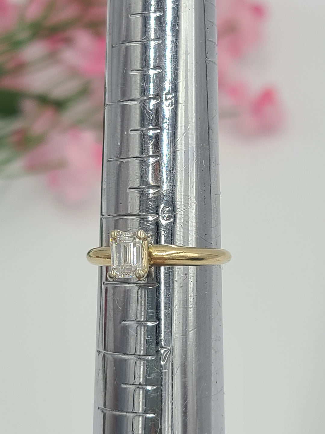 k777 Vintage 14kt Yellow Gold .50cts Emerald Cut Diamond Engagement Ring