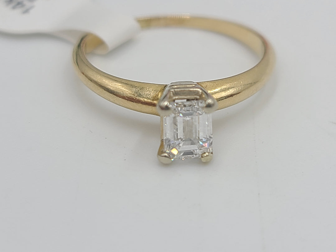 k777 Vintage 14kt Yellow Gold .50cts Emerald Cut Diamond Engagement Ring