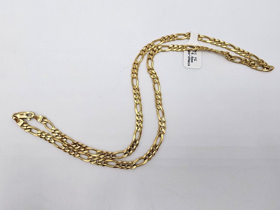 m711 Solid 20" 14kt Yellow Gold Unisex Figaro Necklace