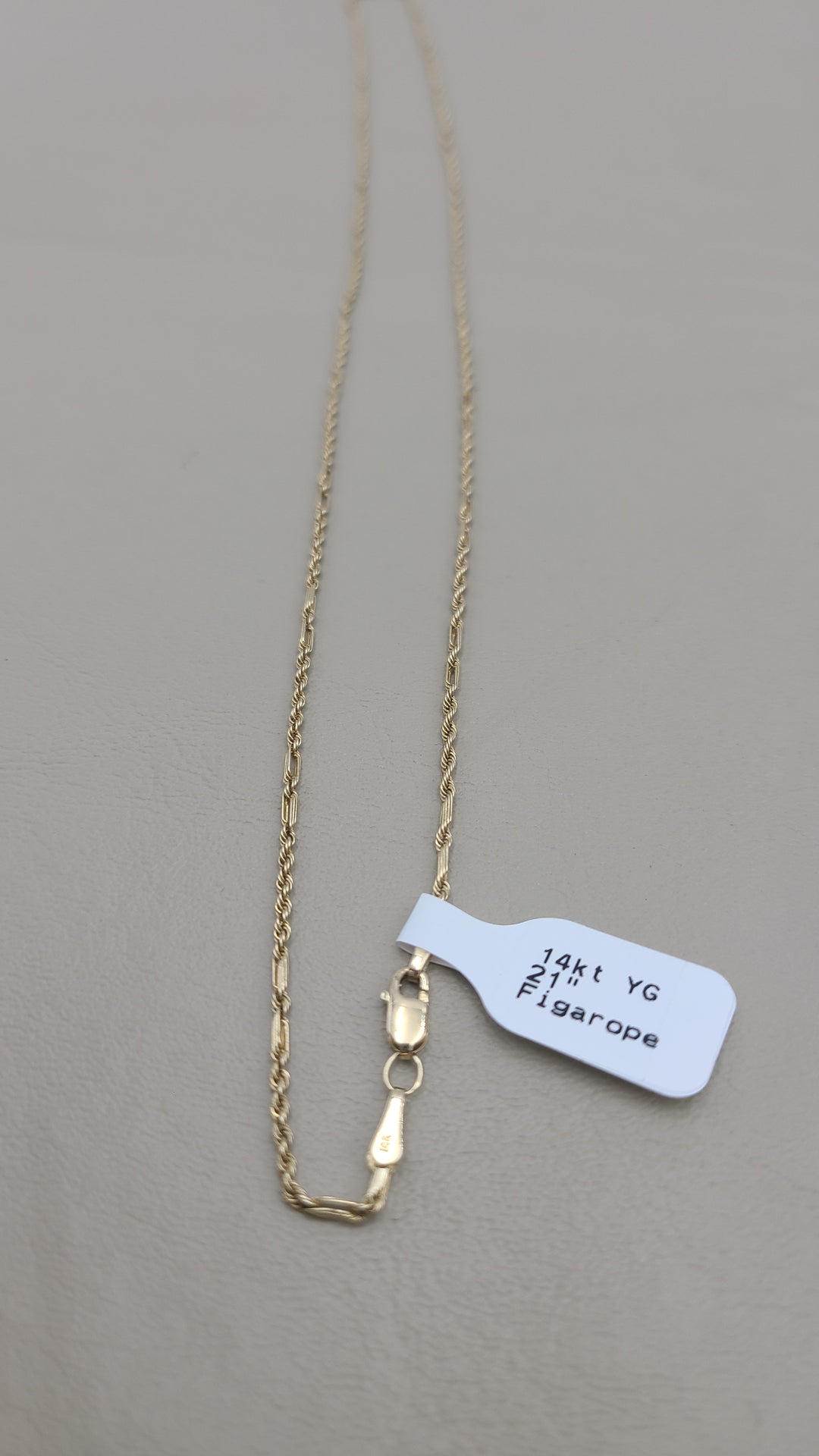 k957 Simple 14kt Yellow Gold 21" Figarope Link Necklace