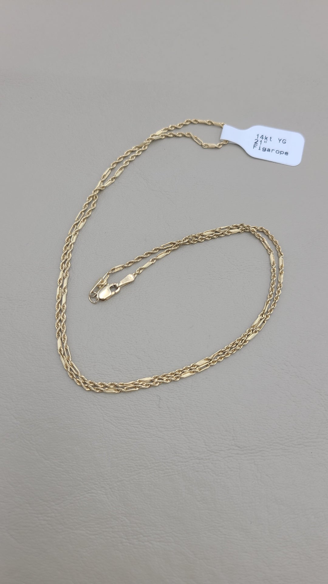 k957 Simple 14kt Yellow Gold 21" Figarope Link Necklace