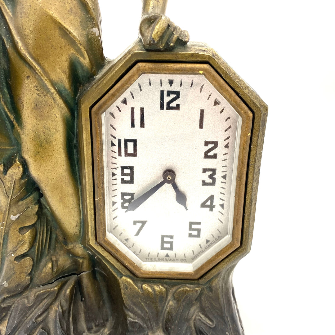 g181 Antique 1920s Art Nouveau figural lamp clock manufactured by Schadow & Son