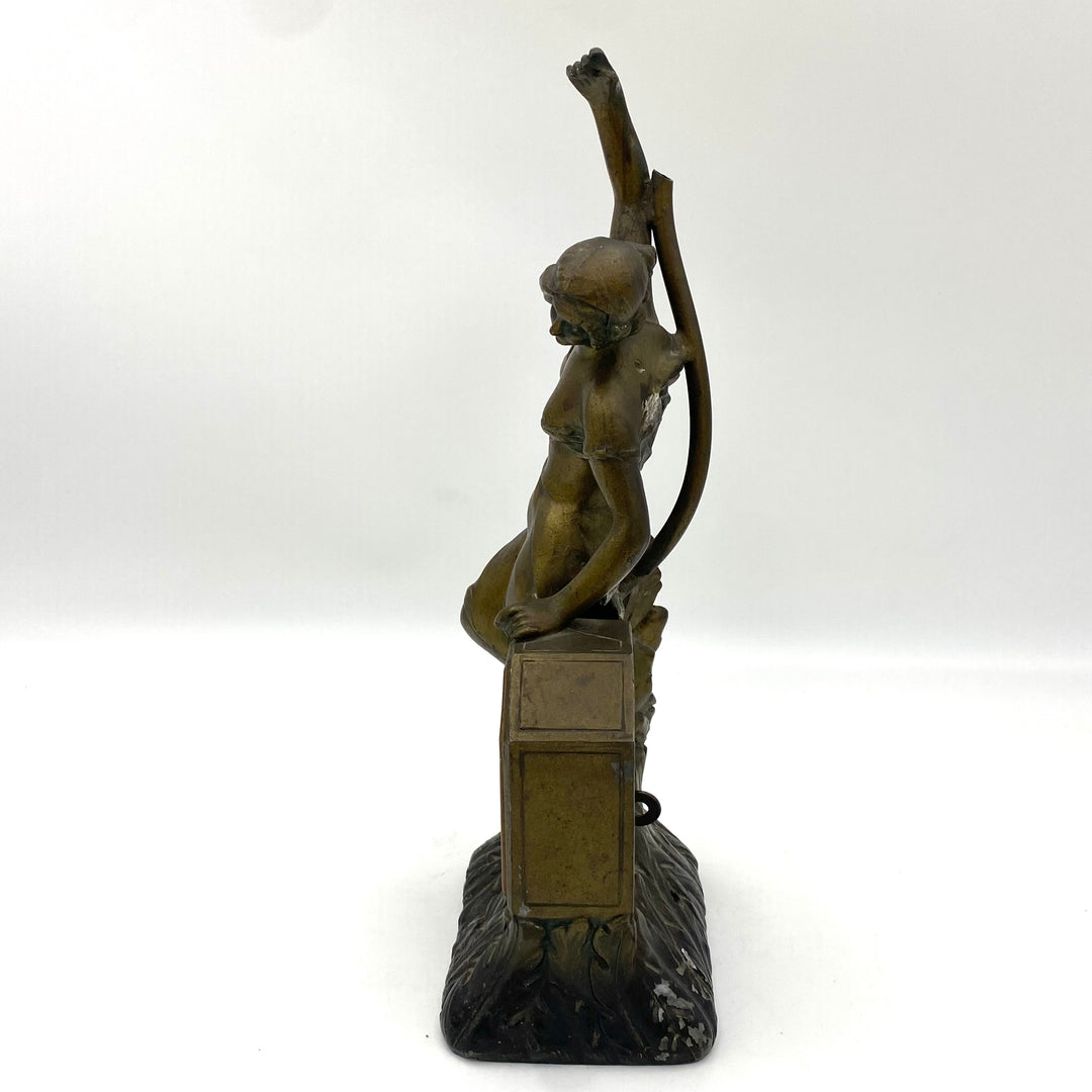 g181 Antique 1920s Art Nouveau figural lamp clock manufactured by Schadow & Son