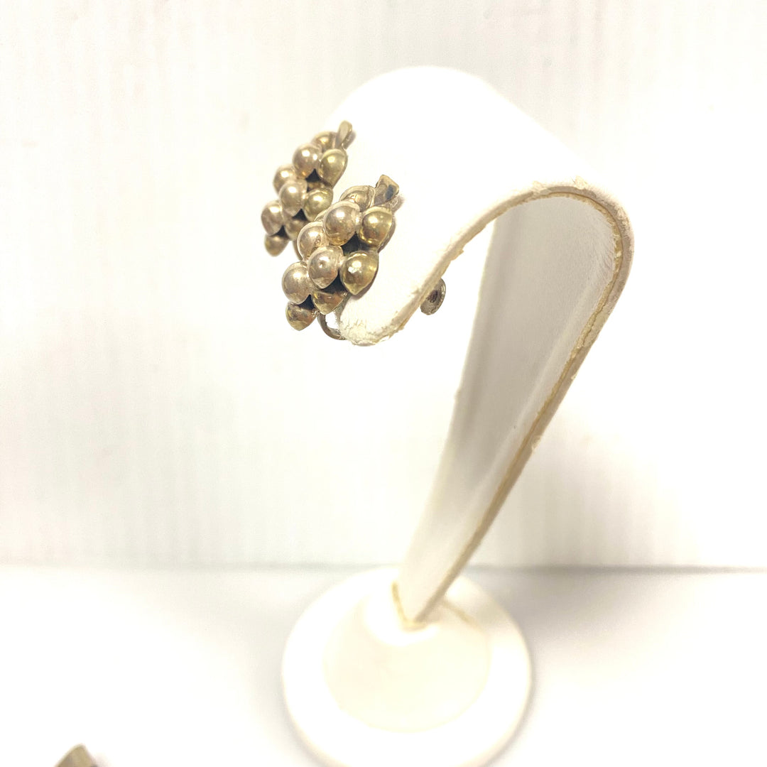 h854 Vintage Sterling Silver Necklace Bracelet Ring Earrings Set Grape Bunch