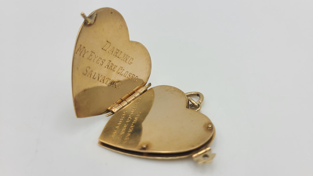 a743 Beautiful Large Heart Shape 14k Yellow Gold Locket