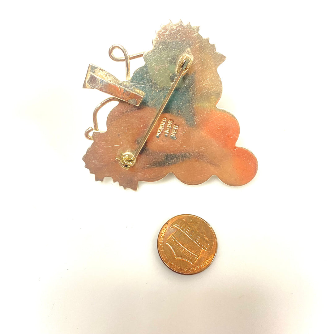 k572 Vintage Sterling Silver Bunch of Grapes Pendant Brooch Pins set of 2