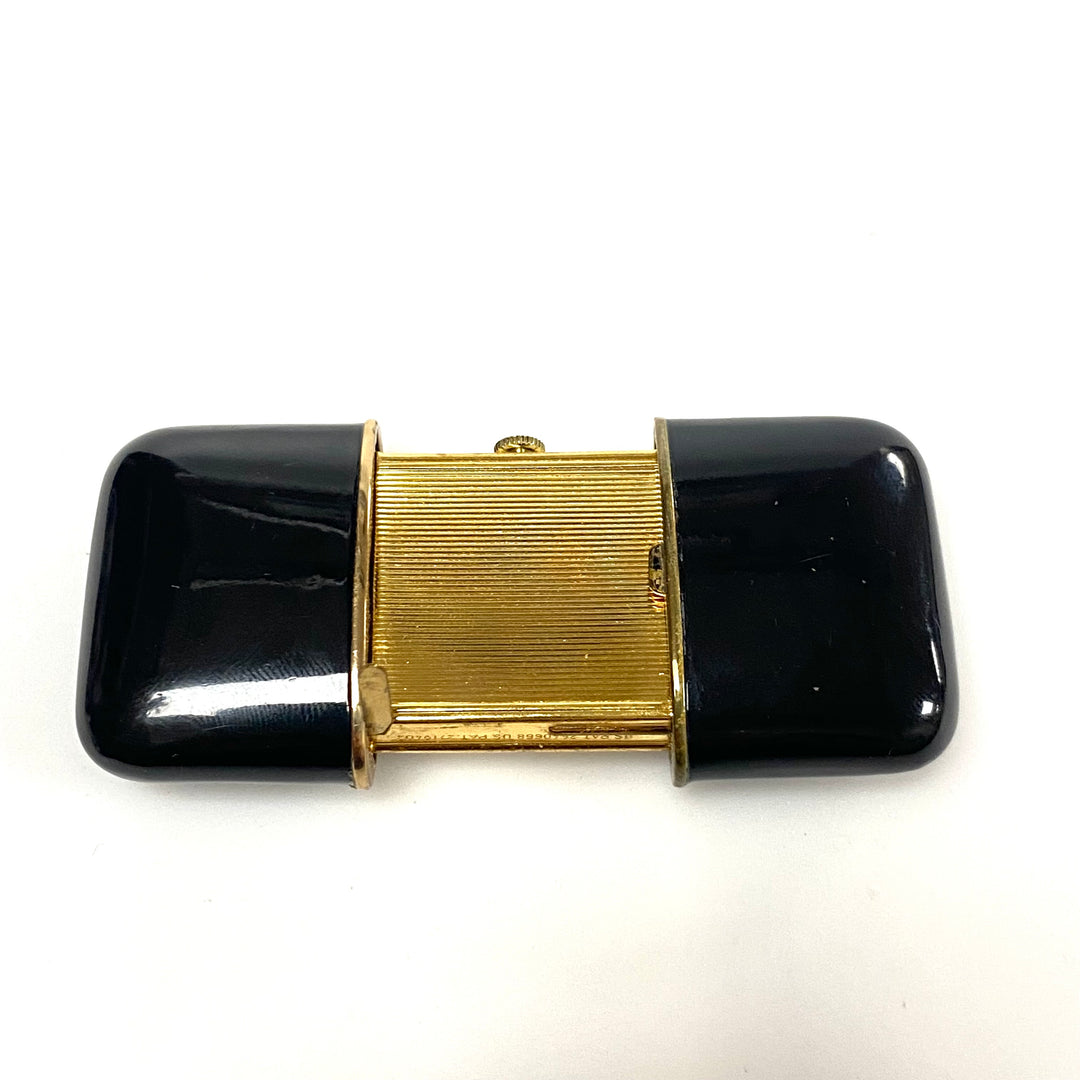 m732 Vintage Rensie Japanese Lacquer Pagoda Scene Shockproof Travel Purse Clock