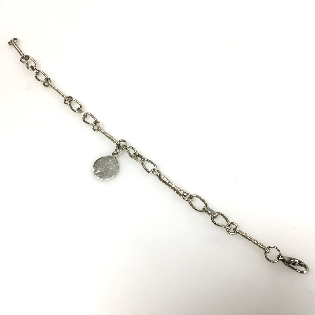 m733 Vintage Sterling Silver Multi-link Chain Charm Bracelet Circular Medallion