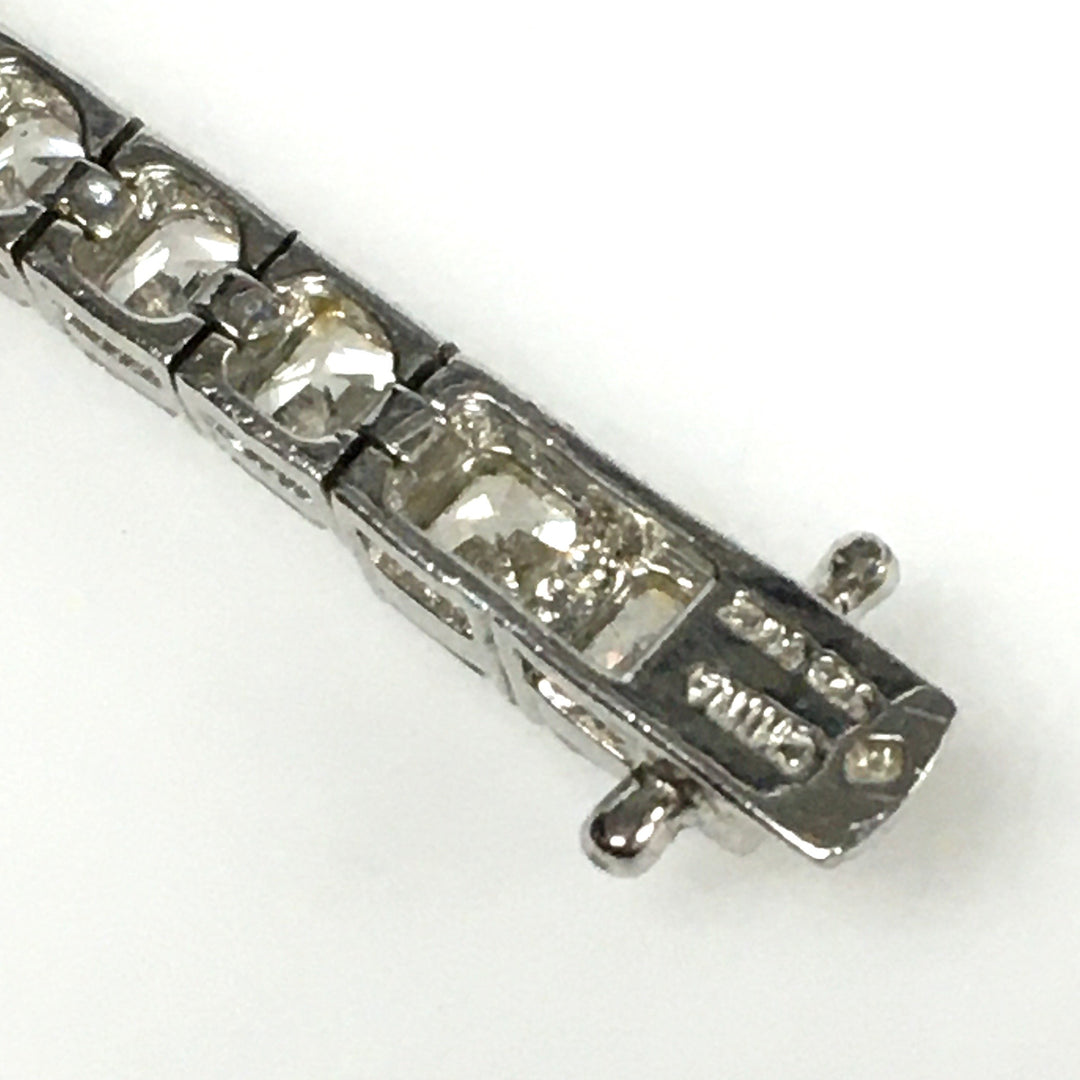 m735 Vintage Elegant Sterling Silver Multi Gemstones Tennis Link Bracelet 8"