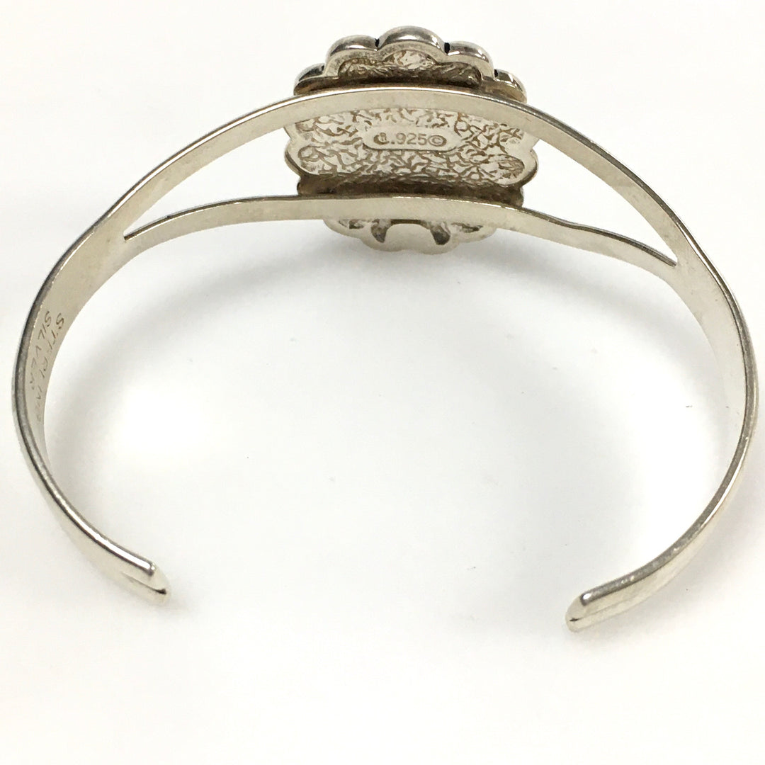 m744 Vintage Carolyn Pollack Relios Mosaic Sunrise Sterling Silver Cuff Bracelet