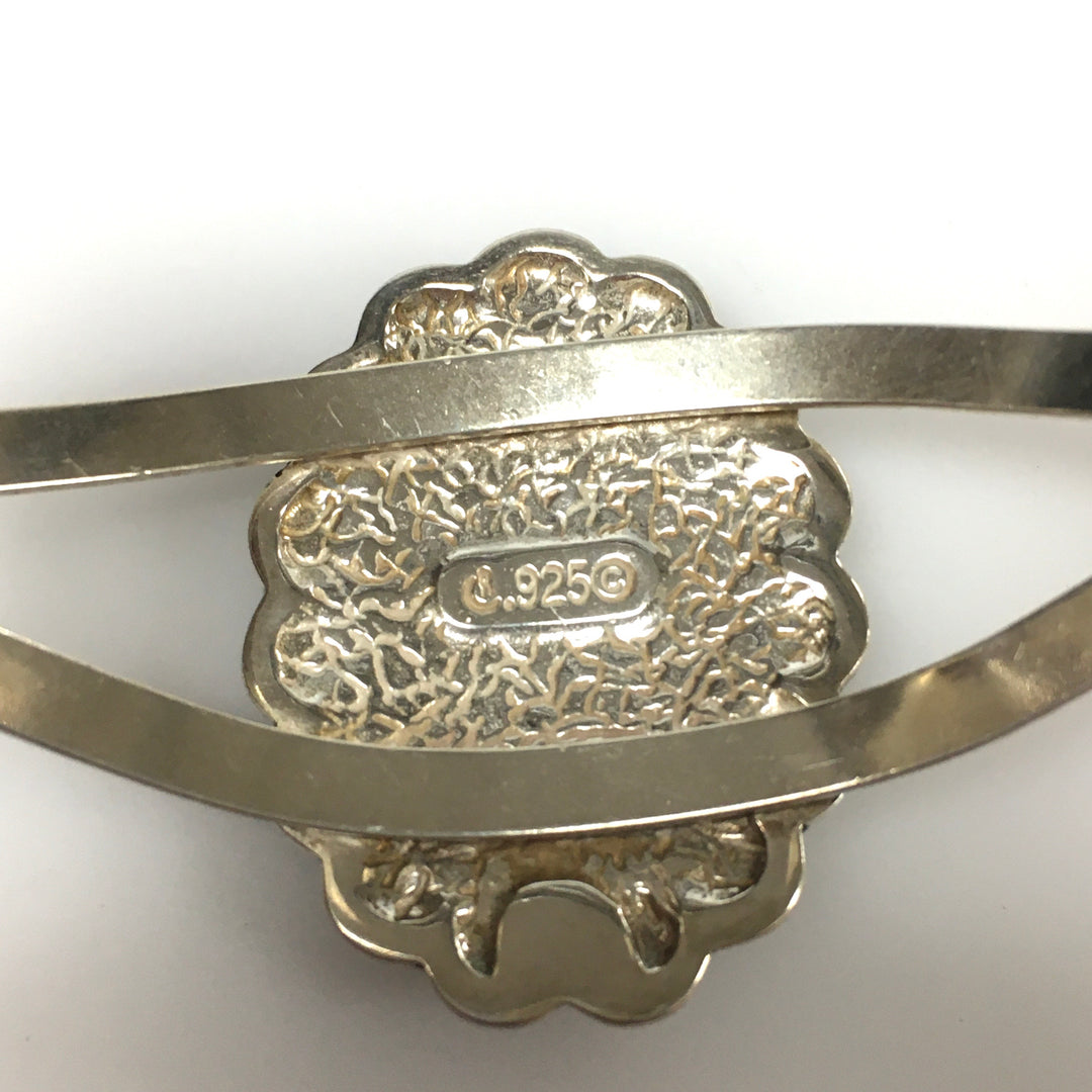 m744 Vintage Carolyn Pollack Relios Mosaic Sunrise Sterling Silver Cuff Bracelet