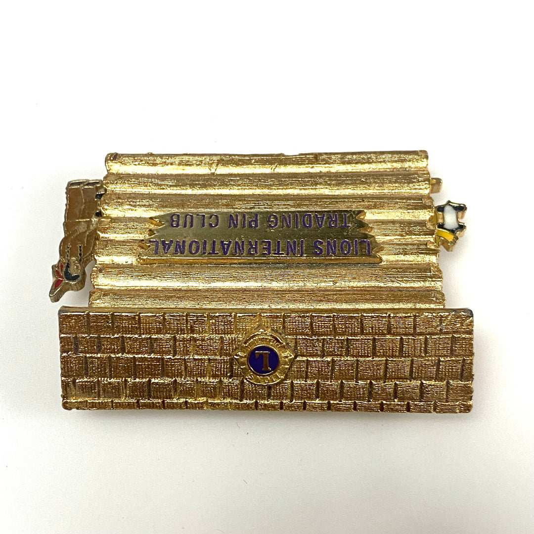 m748 Vintage Lions International Trading Pin Club (LITPC) Log Cabin Lapel Pin