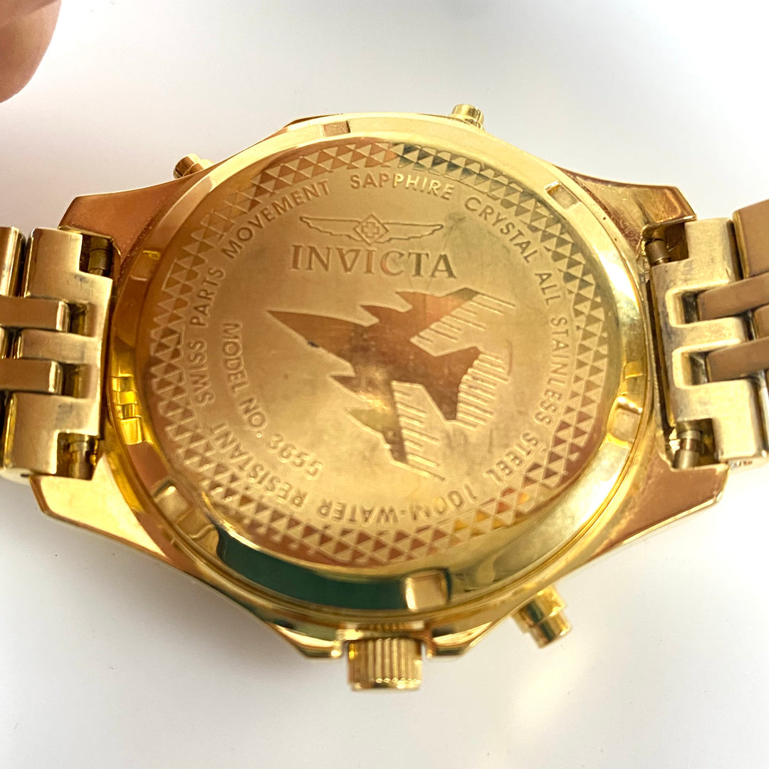 m750 Invicta Model 3655 Quartz Luxury Gold-tone Stainless Steel Men Wrist Watch