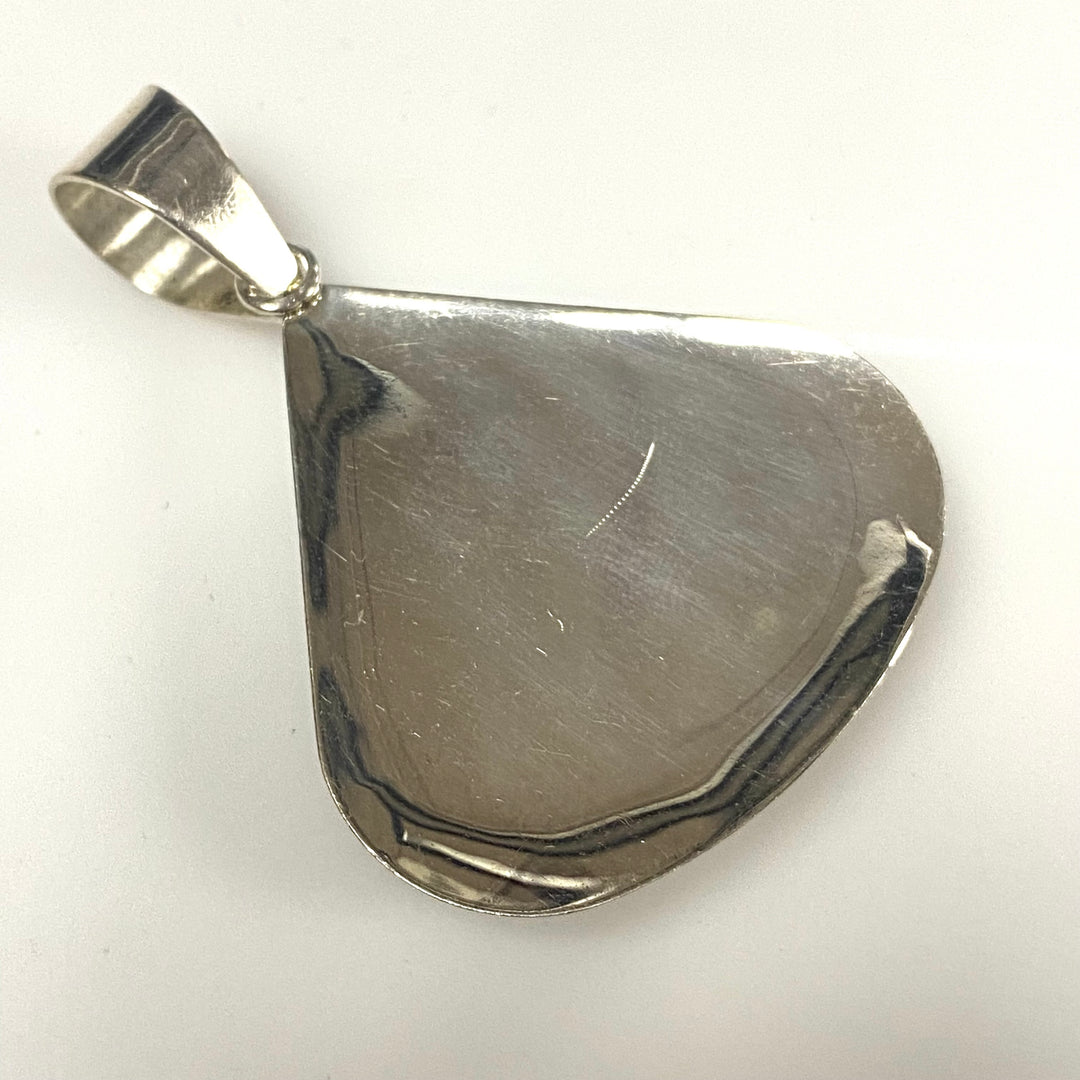 m752 Vintage 925 Sterling Silver Teardrop Pendant  Large Faceted Purple Gemstone