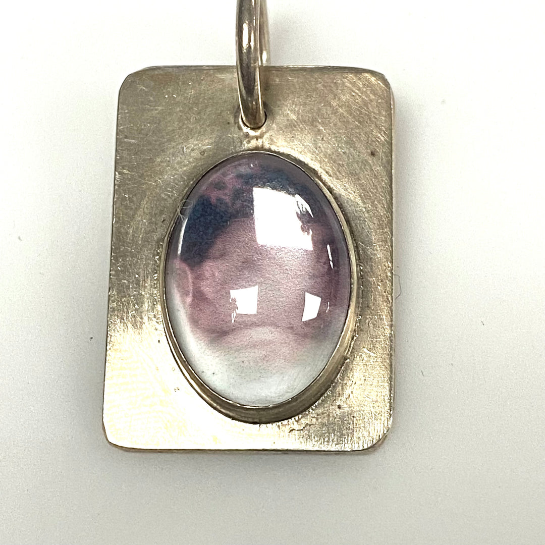 m754 Vintage 925 Sterling Silver Pendant With Infant Baby Picture Frame