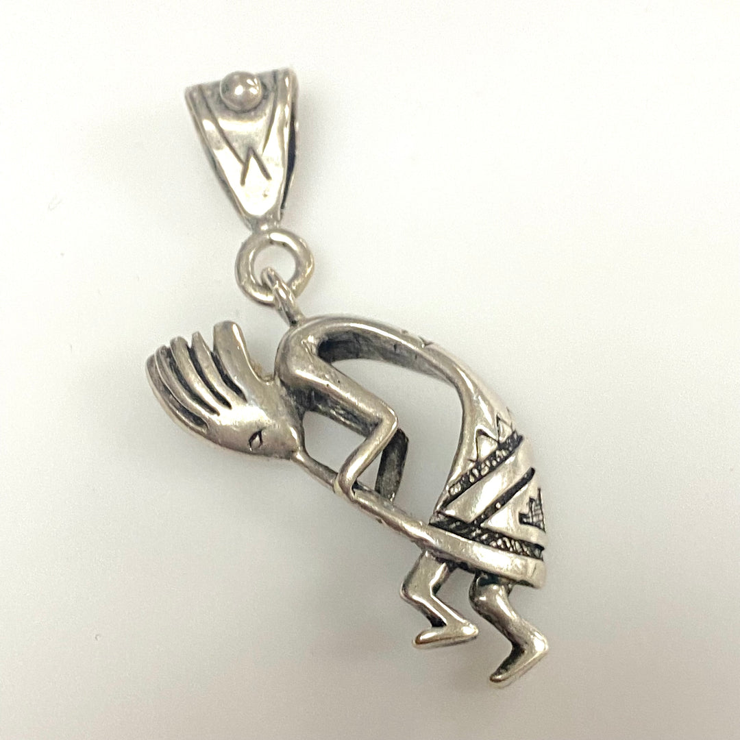 m755 Vintage Three-dimensional Sterling Silver Kokopelli Pendant Native American