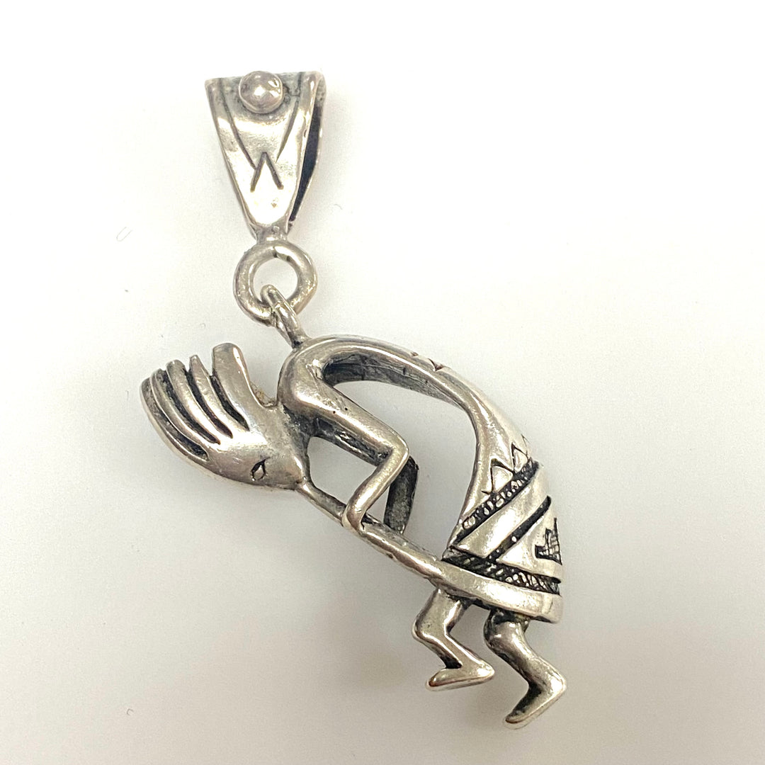 m755 Vintage Three-dimensional Sterling Silver Kokopelli Pendant Native American
