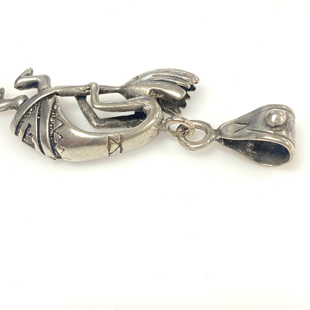 m755 Vintage Three-dimensional Sterling Silver Kokopelli Pendant Native American