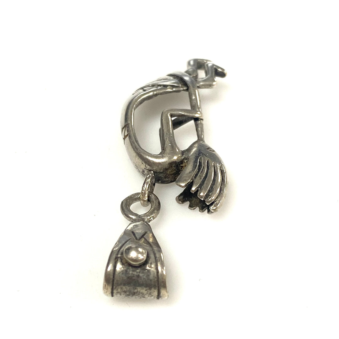 m755 Vintage Three-dimensional Sterling Silver Kokopelli Pendant Native American