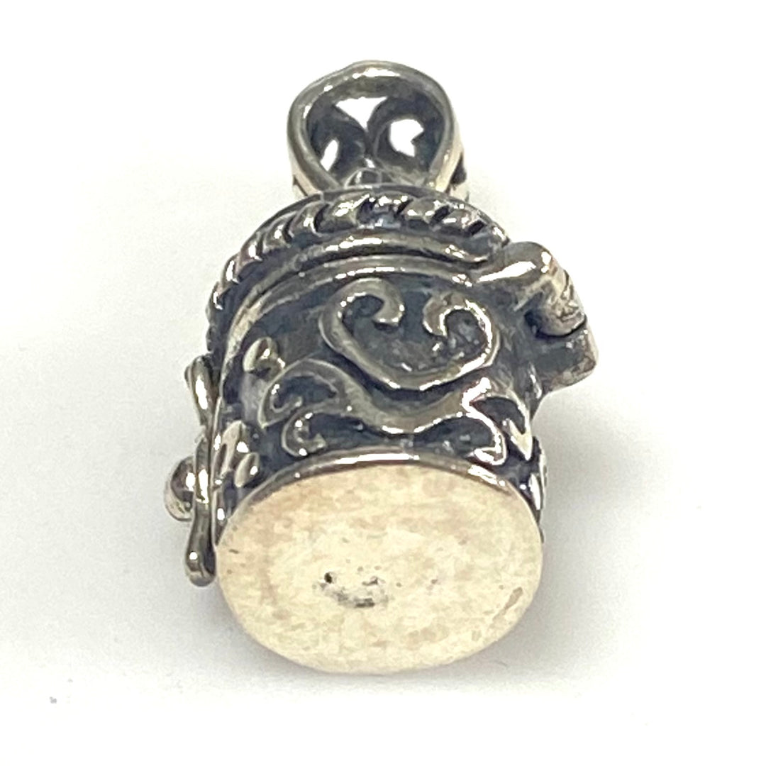 m768 Vintage Sterling Silver Prayer Ash Box Charm Pendant Oxidized Finish