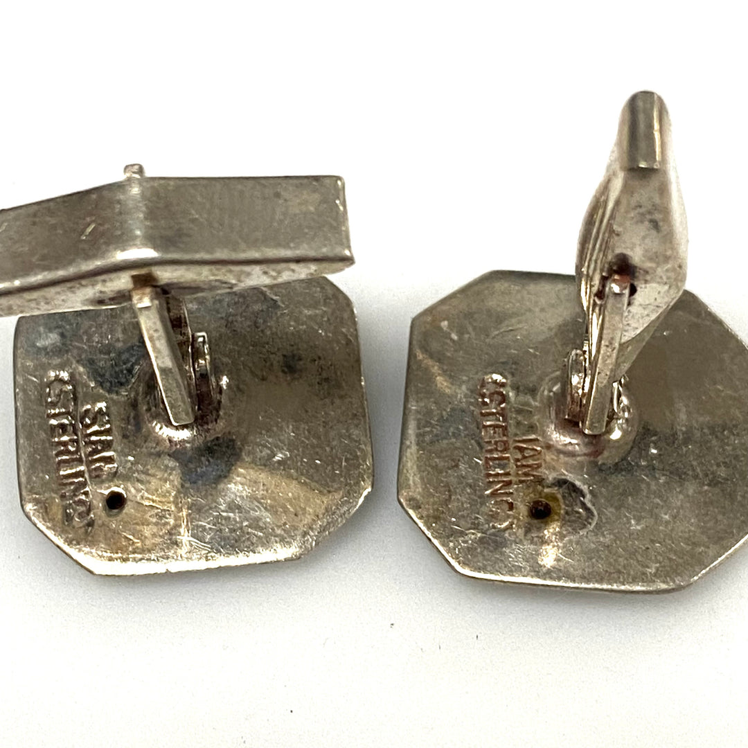 m773 Vintage Nielloware Cufflinks Classical Dancing Figure Motif Made in Siam