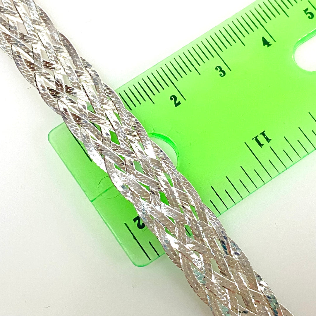 m776 Vintage Sterling Silver Italian Flat Weave Braided Herringbone Chain Necklace 20"