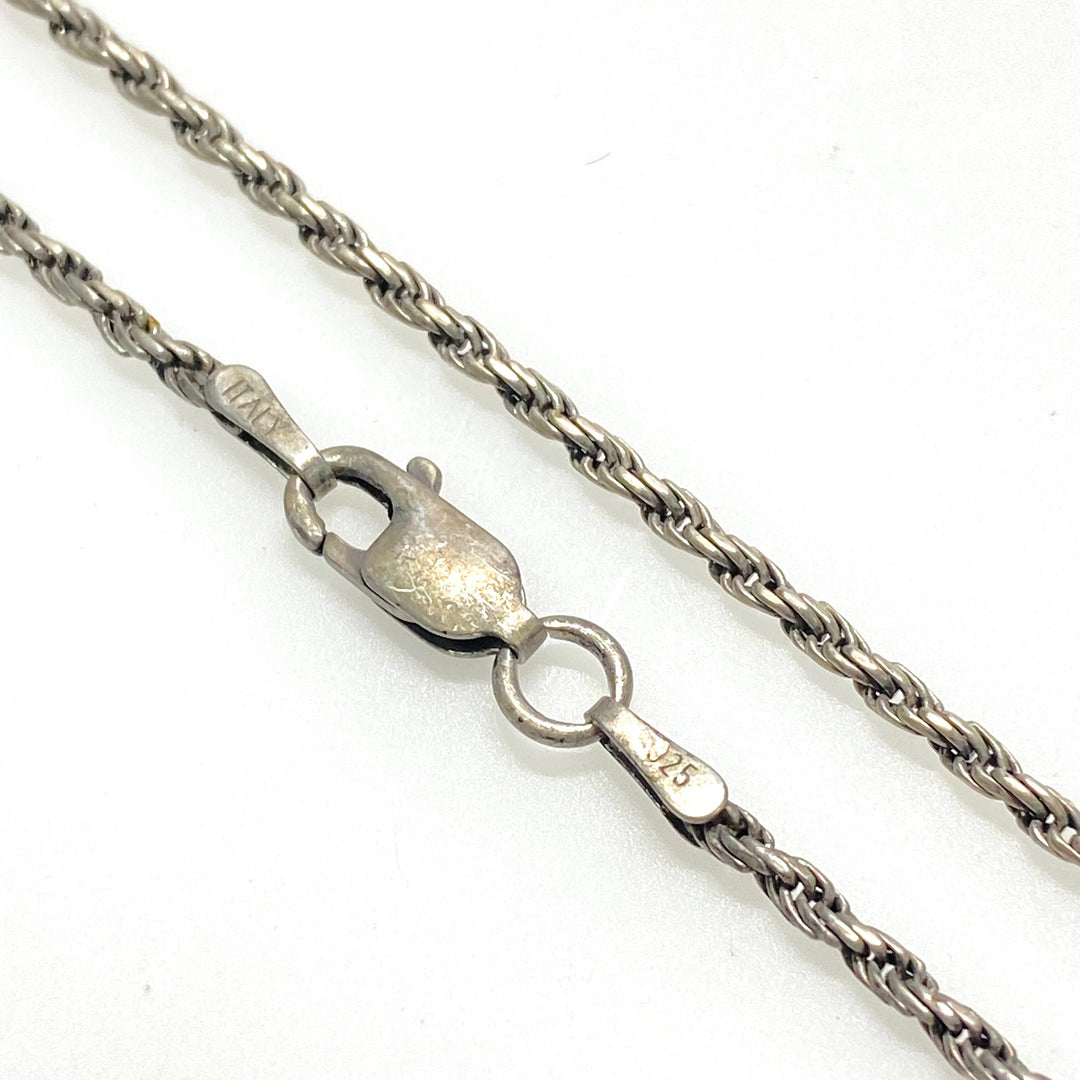 m778 Vintage Sterling Silver Chain Necklace Large Oval Citrine Gemstone Pendant