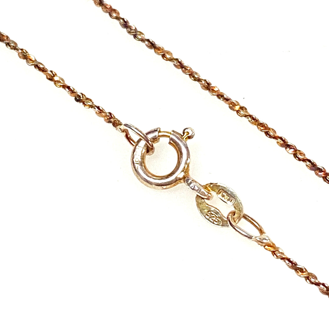 m779 Vintage Sterling Silver Chain Necklace Large Teardrop Gemstone Pendant