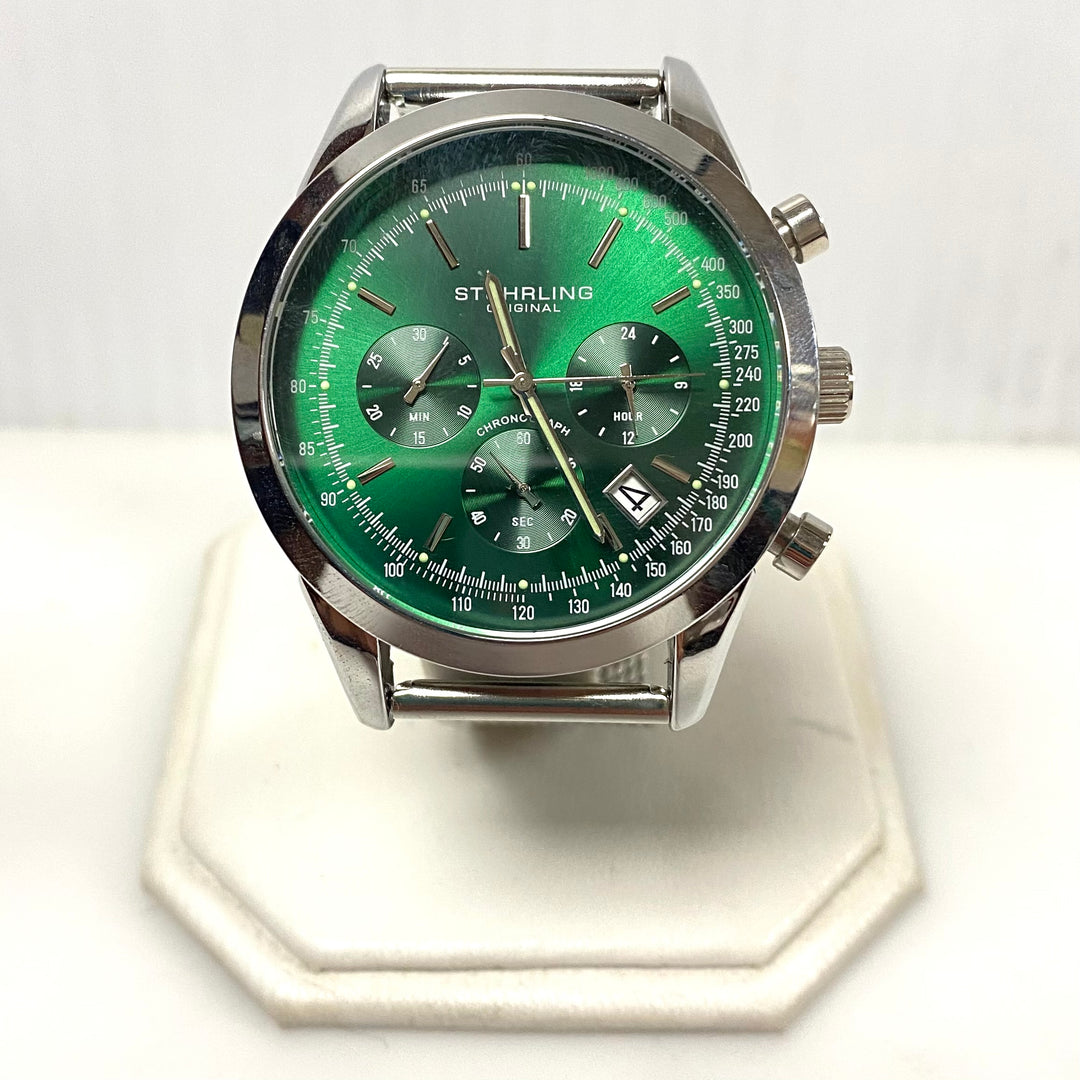 v781 Stührling Original Rialto Chronograph Sunray Green Dial Japan Quartz Watch