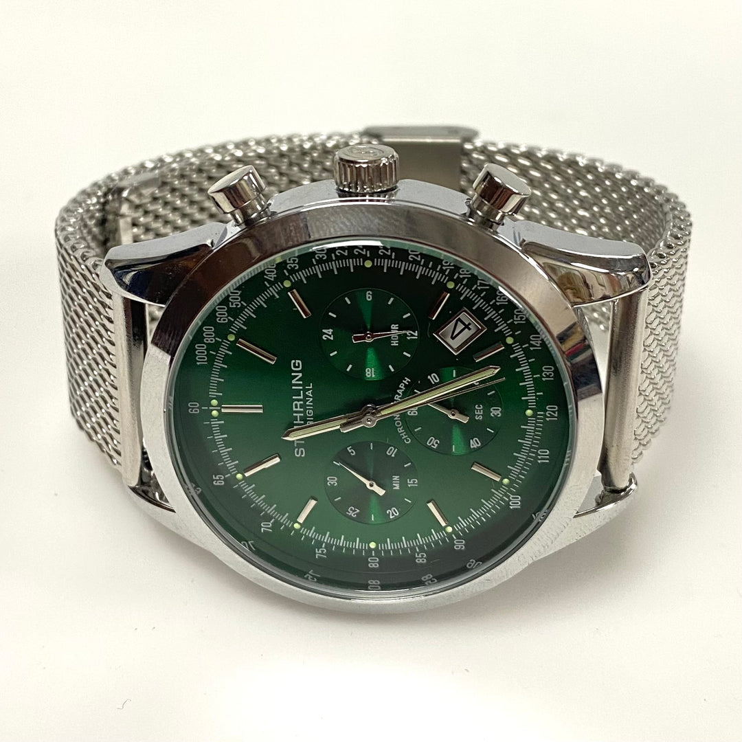 v781 Stührling Original Rialto Chronograph Sunray Green Dial Japan Quartz Watch