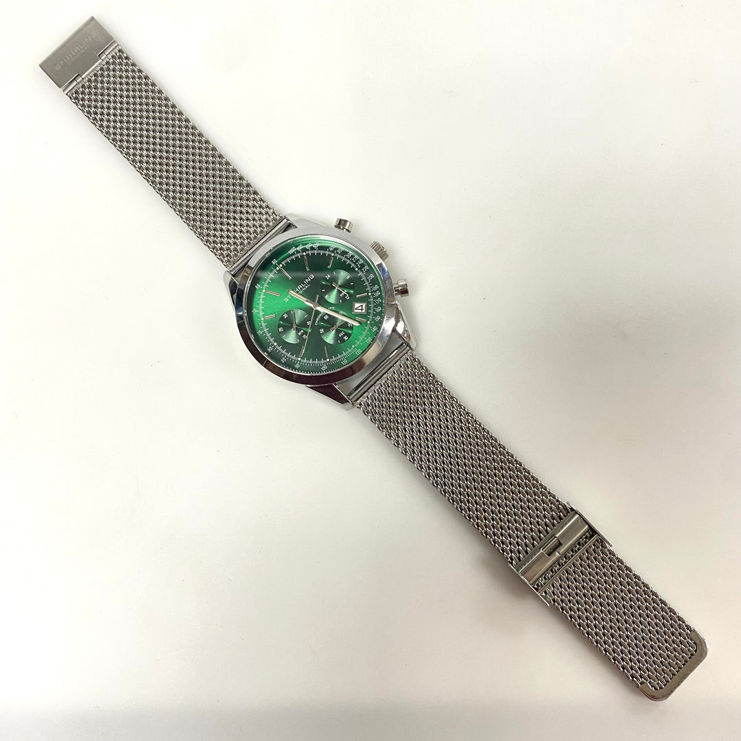 v781 Stührling Original Rialto Chronograph Sunray Green Dial Japan Quartz Watch