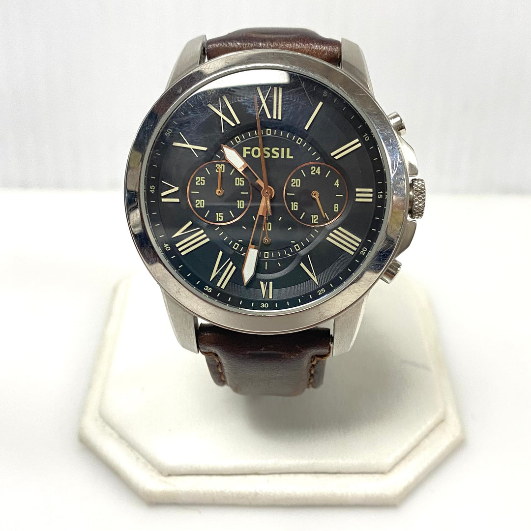 v784 Fossil Grant Chronograph Stainless Steel Men's Wrist Watch Model FS4813