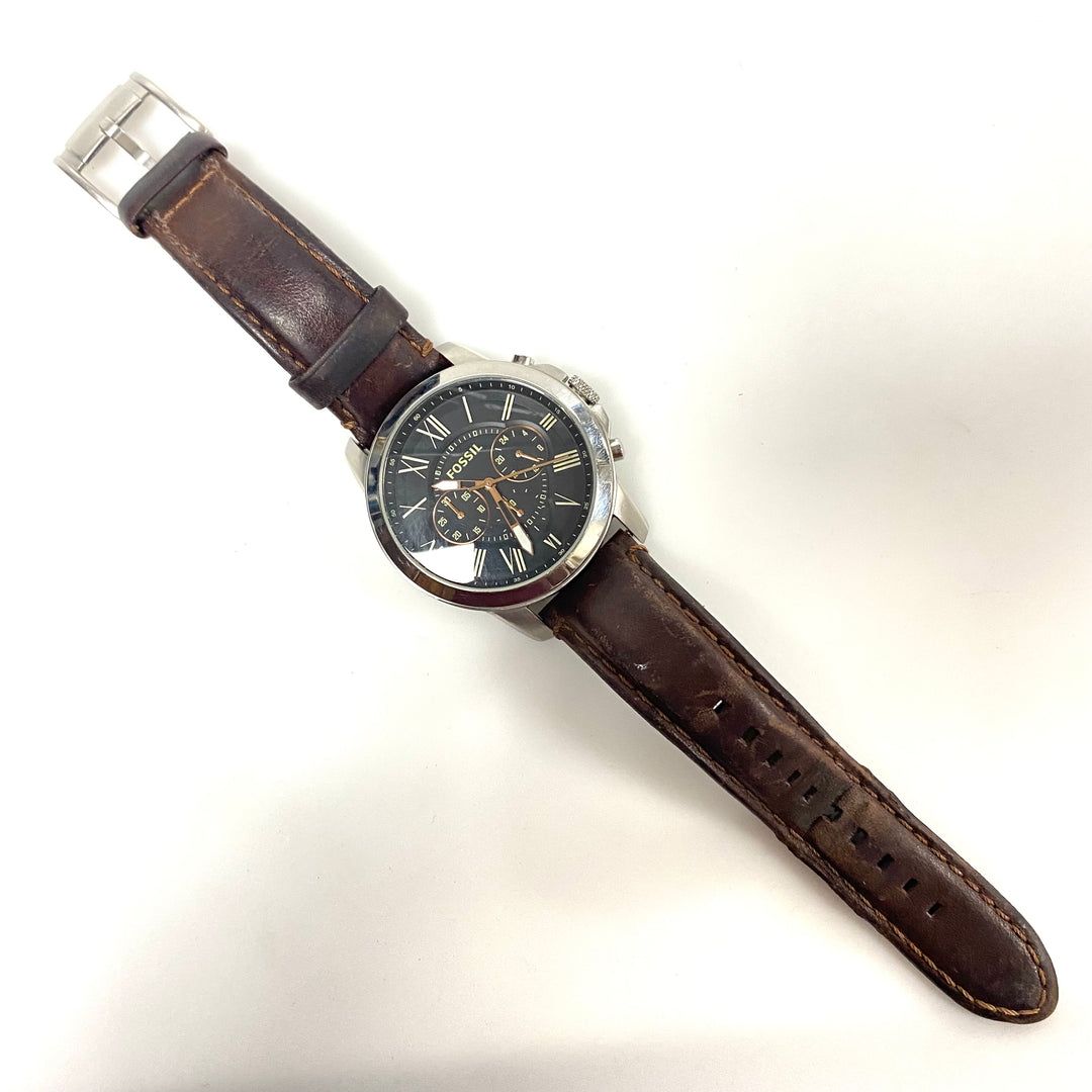 v784 Fossil Grant Chronograph Stainless Steel Men's Wrist Watch Model FS4813